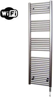 Sanicare Elektrische Radiator Sanicare HWV Met Wifi 172x60 cm Inox Look 1127W Met Thermostaat Chroom Rechtsonder