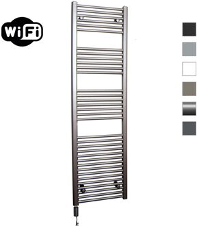 Sanicare Elektrische Radiator Sanicare HWV Met Wifi 172x60 cm Inox Look 1127W Met Thermostaat Zwart Linksonder Chroom