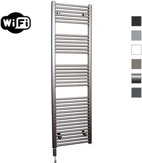 Sanicare Elektrische Radiator Sanicare HWV Met Wifi 172x60 cm Inox Look 1127W Met Thermostaat Zwart Linksonder Sanicare