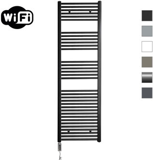 Sanicare Elektrische Radiator Sanicare HWV Met Wifi 172x60 cm Mat Zwart 1127W Met Thermostaat Chroom Linksonder