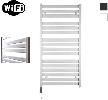 Sanicare Elektrische Radiator Sanicare HWV - Moda Met Wifi 120x60 cm Mat Wit 876W Met Thermostaat Chroom Linksonder Sanicare