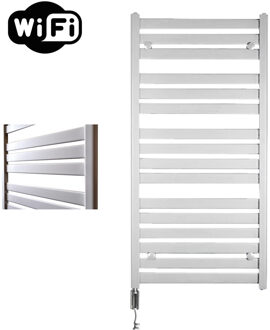 Sanicare Elektrische Radiator Sanicare HWV - Moda Met Wifi 120x60 cm Mat Wit 876W Met Thermostaat Chroom Linksonder