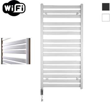 Sanicare Elektrische Radiator Sanicare HWV - Moda Met Wifi 120x60 cm Mat Wit 876W Met Thermostaat Chroom Linksonder