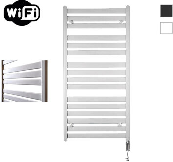 Sanicare Elektrische Radiator Sanicare HWV - Moda Met Wifi 120x60 cm Mat Wit 876W Met Thermostaat Chroom Rechtsonder Sanicare