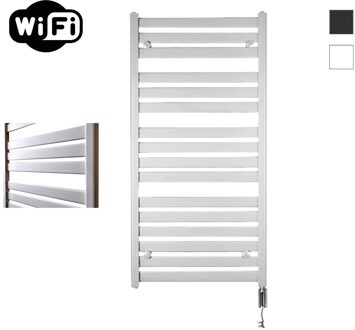 Sanicare Elektrische Radiator Sanicare HWV - Moda Met Wifi 120x60 cm Mat Wit 876W Met Thermostaat Chroom Rechtsonder