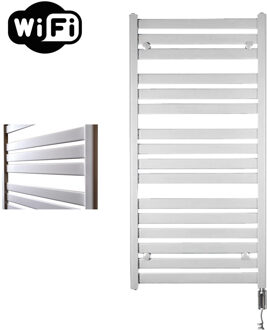 Sanicare Elektrische Radiator Sanicare HWV - Moda Met Wifi 120x60 cm Mat Wit 876W Met Thermostaat Chroom Rechtsonder