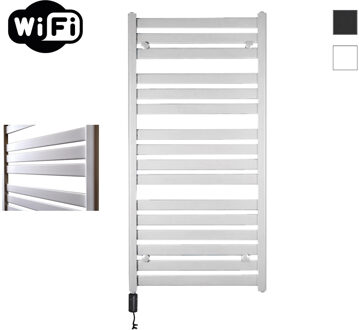 Sanicare Elektrische Radiator Sanicare HWV - Moda Met Wifi 120x60 cm Mat Wit 876W Met Thermostaat Zwart Linksonder