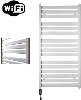 Sanicare Elektrische Radiator Sanicare HWV - Moda Met Wifi 120x60 cm Mat Wit 876W Met Thermostaat Zwart Linksonder