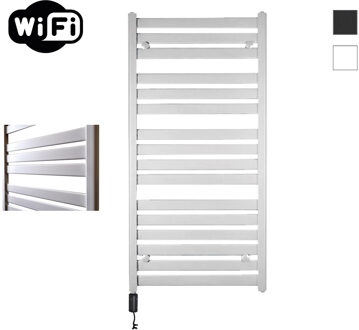 Sanicare Elektrische Radiator Sanicare HWV - Moda Met Wifi 120x60 cm Mat Wit 876W Met Thermostaat Zwart Linksonder