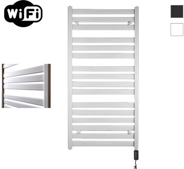 Sanicare Elektrische Radiator Sanicare HWV - Moda Met Wifi 120x60 cm Mat Wit 876W Met Thermostaat Zwart Rechtsonder Sanicare