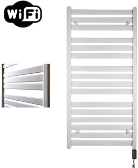 Sanicare Elektrische Radiator Sanicare HWV - Moda Met Wifi 120x60 cm Mat Wit 876W Met Thermostaat Zwart Rechtsonder