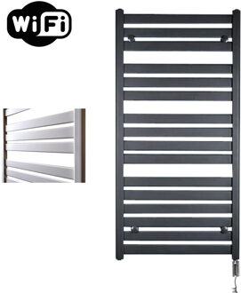 Sanicare Elektrische Radiator Sanicare HWV - Moda Met Wifi 120x60 cm Mat Zwart 876W Met Thermostaat Chroom Rechtsonder