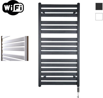 Sanicare Elektrische Radiator Sanicare HWV - Moda Met Wifi 120x60 cm Mat Zwart 876W Met Thermostaat Chroom Rechtsonder