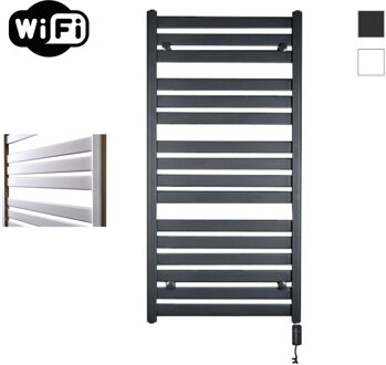 Sanicare Elektrische Radiator Sanicare HWV - Moda Met Wifi 120x60 cm Mat Zwart 876W Met Thermostaat Zwart Rechtsonder