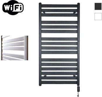 Sanicare Elektrische Radiator Sanicare HWV - Moda Met Wifi 120x60 cm Mat Zwart 876W Met Thermostaat Zwart Rechtsonder