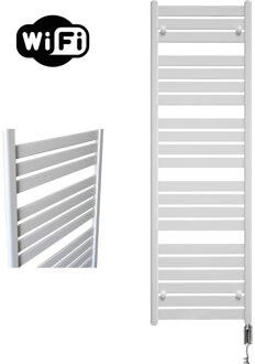 Sanicare Elektrische Radiator Sanicare HWV - Moda Met Wifi 160x60 cm Mat Wit 1159W Met Thermostaat Chroom Rechtsonder