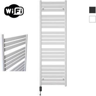 Sanicare Elektrische Radiator Sanicare HWV - Moda Met Wifi 160x60 cm Mat Wit 1159W Met Thermostaat Zwart Linksonder