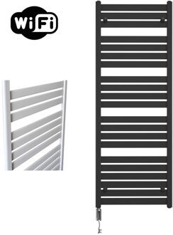 Sanicare Elektrische Radiator Sanicare HWV - Moda Met Wifi 160x60 cm Mat Zwart 1159W Met Thermostaat Chroom Linksonder