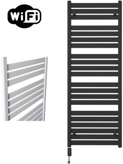 Sanicare Elektrische Radiator Sanicare HWV - Moda Met Wifi 160x60 cm Mat Zwart 1159W Met Thermostaat Zwart Linksonder