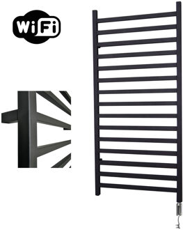 Sanicare Elektrische Radiator Sanicare HWV - Qubic Met Wifi 126,4x60 cm Mat Zwart 773W Met Thermostaat Chroom Rechtsonder