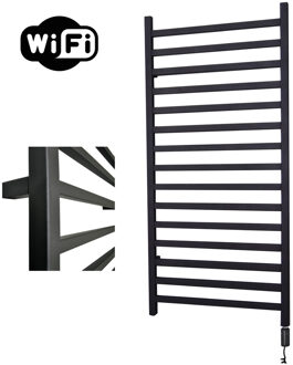 Sanicare Elektrische Radiator Sanicare HWV - Qubic Met Wifi 126,4x60 cm Mat Zwart 773W Met Thermostaat Zwart Rechtsonder