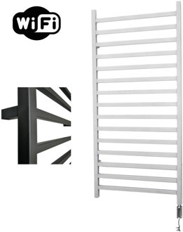 Sanicare Elektrische Radiator Sanicare HWV - Qubic Met Wifi 126,4x60 cm Wit 773W Met Thermostaat Chroom Rechtsonder