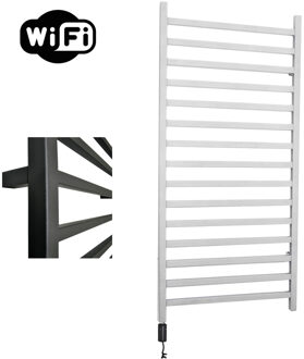 Sanicare Elektrische Radiator Sanicare HWV - Qubic Met Wifi 126,4x60 cm Wit 773W Met Thermostaat Zwart Linksonder