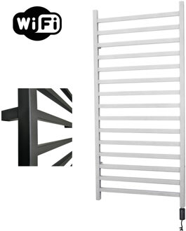 Sanicare Elektrische Radiator Sanicare HWV - Qubic Met Wifi 126,4x60 cm Wit 773W Met Thermostaat Zwart Rechtsonder