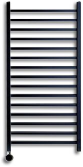 Sanicare Elektrische Radiator Sanicare Qubic 126.4x60 cm Mat Zwart Met Chrome Thermostaat 773 Watt