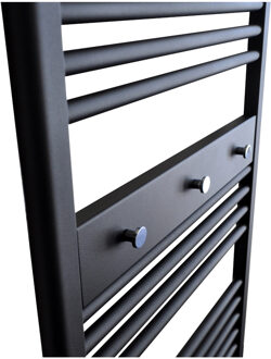 Sanicare Handdoekhouder Paneel Sanicare 52x9x3 cm Zwart Met 3 Chromen Handdoekknoppen