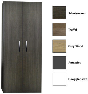 Sanicare Kolomkast Sanicare Q1/Q12/Q17 2-Deurs Soft-Closing Chromen Greep 160x67x32 cm Schots-Eiken Zwart