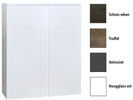 Sanicare Kolomkast Sanicare Q7 2-Deurs Soft-Closing Greeploos 90x67x32 cm Hoogglans Wit