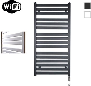 Sanicare Moda elektrische radiator 60x120cm zwart mat met WiFi en thermostaat rechts chroom