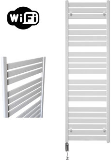 Sanicare Moda elektrische radiator 60x160cm wit mat met WiFi en thermostaat links chroom