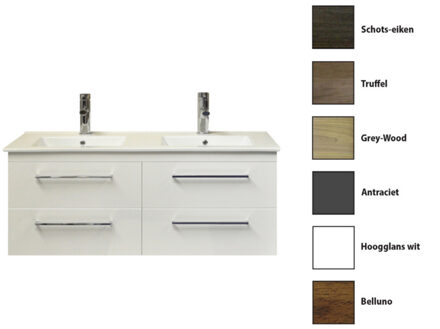 Sanicare Onderkast Sanicare Q14 4 Laden Chromen Greep Soft-Close 121x46 cm Belluno-Eiken Sanicare