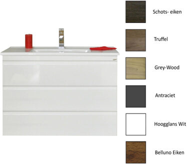 Sanicare Onderkast Sanicare Q7 Drie Soft-Close Laden Greeploos 100x45 cm Belluno-Eiken Sanicare