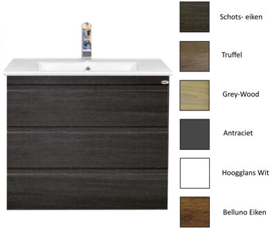 Sanicare Onderkast Sanicare Q7 Drie Soft-Close Laden Greeploos 75x45 cm Belluno-Eiken Sanicare