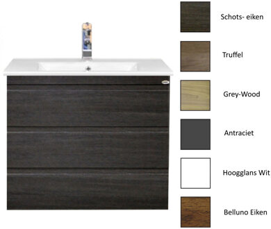 Sanicare Onderkast Sanicare Q7 Drie Soft-Close Laden Greeploos 85x45 cm Belluno-Eiken Sanicare