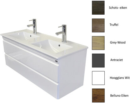 Sanicare Onderkast Sanicare Q7 Twee Soft-Closing Laden 121x46 cm Belluno-Eiken Sanicare