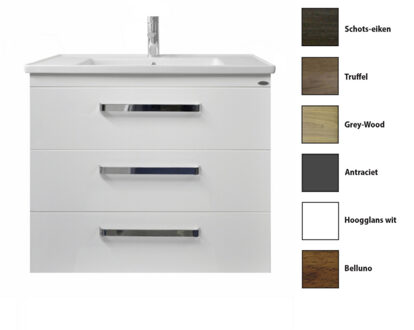 Sanicare Onderkast Sanicare Q9/Q10 Drie Laden Chromen Greep Soft-Close 80x46 cm Belluno-Eiken Sanicare