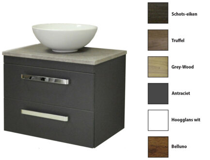 Sanicare Onderkast Sanicare Q9/Q11 Twee Laden Chromen Greep Soft-Close 63,4x45,1 cm Belluno-Eiken Sanicare