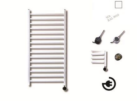 Sanicare Qubic elektrische design radiator 125x60cm wit met thermostaat rechts chroom