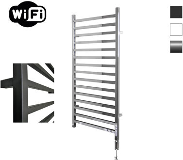 Sanicare Qubic elektrische radiator 60x126cm chroom met WiFi en thermostaat rechts chroom