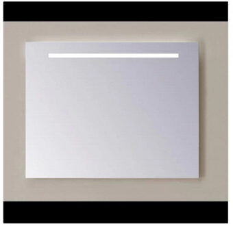 Sanicare Spiegel Sanicare Q-Mirrors 100x60 cm PP-Geslepen Vierkant Met Aan De Bovenkant Gezandstraalde Strook LED Cold White en Afstandsbediening incl. ophangmateriaal