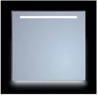 Sanicare Spiegel Sanicare Q-Mirrors 100x70 cm Rechthoek Met Aan De Bovenkant & Onderzijde LED Warm White, Omlijsting Mat Zwart incl. ophangmateriaal Zonder Schakelaar