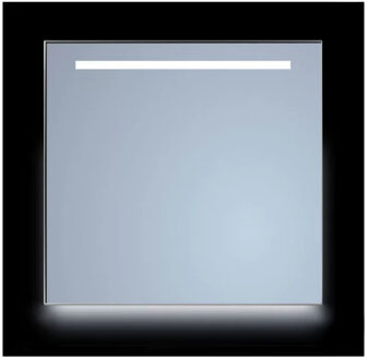 Sanicare Spiegel Sanicare Q-Mirrors 100x70 cm Vierkant Met Aan De Bovenkant & Onderzijde LED Cold White, Omlijsting Chroom incl. ophangmateriaal Zonder Schakelaar