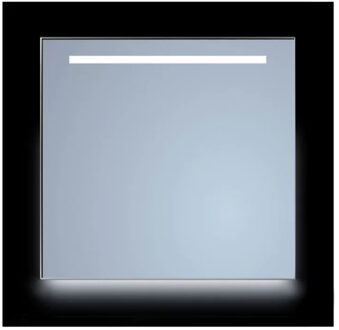 Sanicare Spiegel Sanicare Q-Mirrors 100x70 cm Vierkant Met Aan De Bovenkant & Onderzijde LED Warm White, Omlijsting Mat Zwart incl. ophangmateriaal Zonder