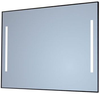 Sanicare Spiegel Sanicare Q-Mirrors 100x70 cm Vierkant Met Links & Rechts LED Warm White, Omlijsting Mat Zwart incl. ophangmateriaal Zonder Schakelaar
