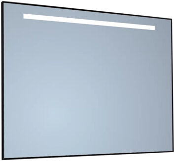 Sanicare Spiegel Sanicare Q-Mirrors 120x70 cm Vierkant Met Aan De Bovenkant LED Warm White, Omlijsting Mat Zwart incl. ophangmateriaal Met Afstandsbediening