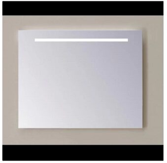 Sanicare Spiegel Sanicare Q-Mirrors 65x60 cm PP-Geslepen Vierkant Met Aan De Bovenkant Gezandstraalde Strook LED Warm White en Afstandsbediening incl. ophangmateriaal